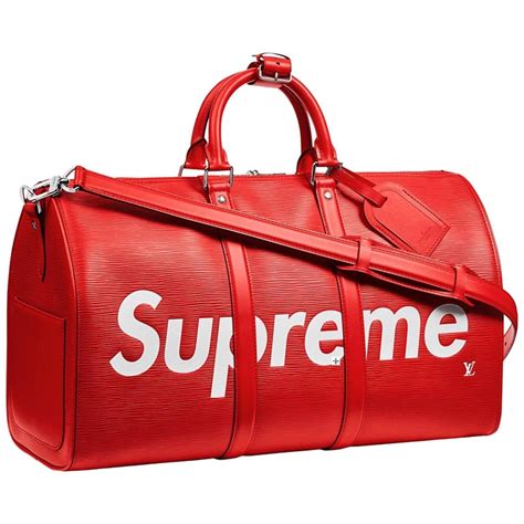 lv supreme keepall 45|Louis Vuitton X Supreme Red Epi Keepall Bandouliere Duffle Bag .